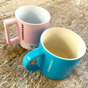 Starbucks 12oz 14oz Mugs Coffee Cups Porcelain Blue Pink Speckled 2013 2017